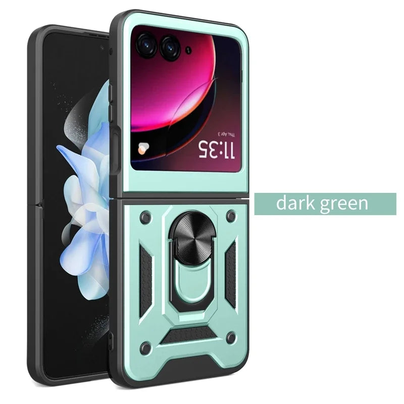 Armor Shockproof Case For Motorola Razr 60 50 40 Ultra Moto Razr+ Plus 2025 2024 2023 Cover With Ring Stand Holder Coque Fundas