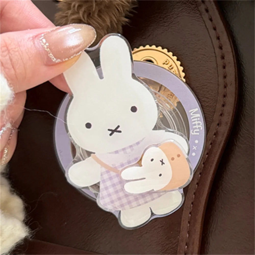 Korean INS Star Bow Rabbit With Magsafe Stand Phone Case for iPhone 17 Pro 13 14 15 16 Pro Max Cover Rotate Holder Cute Cases