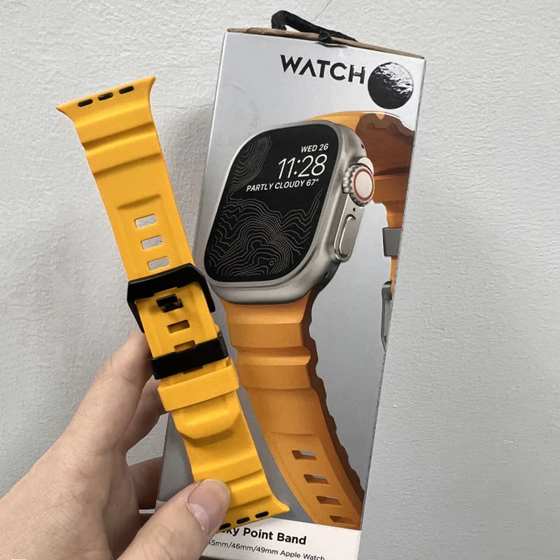 Titanium Metal  Strap Sport Silicone Band For Apple Watch Ultra 10 9 8 7 6 SE For iWatch 38mm 41mm 40mm 42mm 44mm 45mm 46mm 49mm