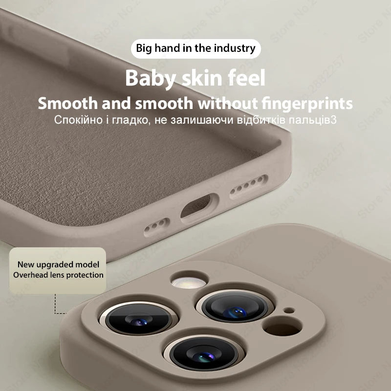 Luxury Liquid Silicone Phone Case For Apple iPhone 16 15 14 13 12 11 Pro Max Soft Case Shockproof Bumper Cover Phone Accessories