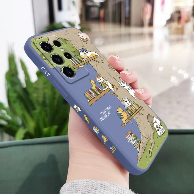 Big Tree Kitten Phone Case For Samsung Galaxy S25FE S24 S23 S22 S21 S20 S10 S10E Ultra Plus FE Note 20 Ultra 10 Plus Cover