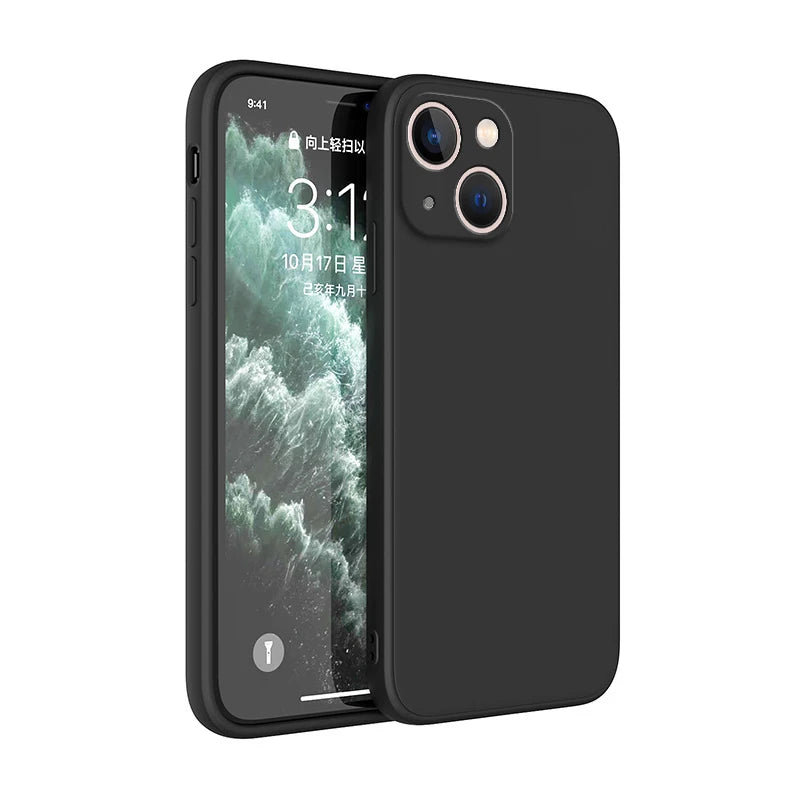 Original Square Liquid Silicone Phone Case for iPhone 14 13 7 8 Plus X XR XS 11 12 Pro Max SE 2 3 Luxury Camera Protective Cover
