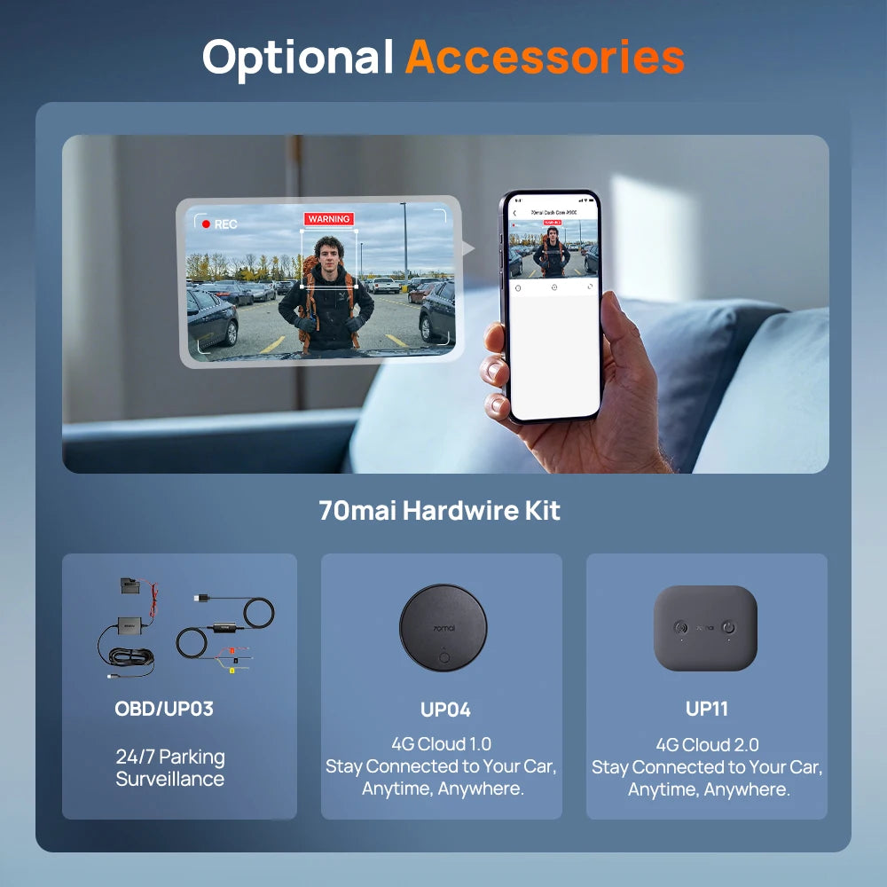 【New】70mai Dash Cam 4K A900 Dual True 4K&HDR Supercapacitor GPS Fatigue Alert Voice Control 4G LTE Wi-Fi 6 Car DVR 70mai A900