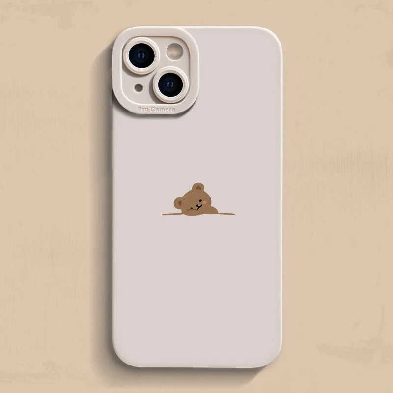 Cute Pocket Little Bear Print Design Phone Case for Samsung Galaxy S20 S21 S22 S23 S25 S24 FE Ultra Plus A55 A15 A35 A54 Cover