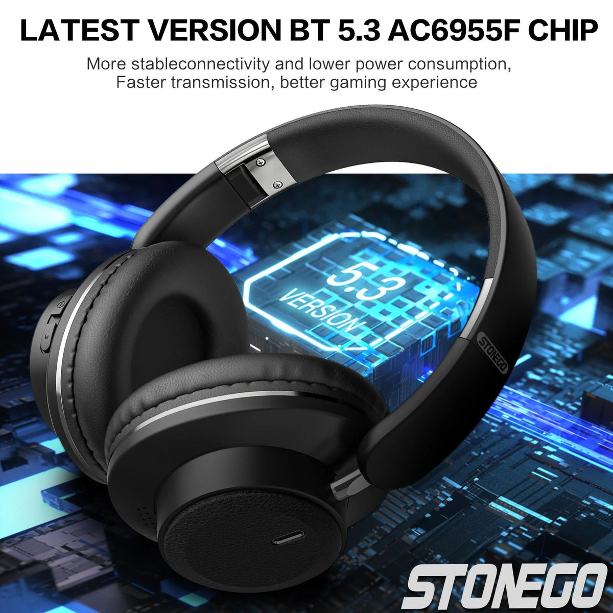 Bluetooth Headphones Wireless Headset Over Ear Foldable Portable Fashion Aesthetic Design With 24H Long Battery Life Premium Hi-Fi Stereo Sound All Day Comfortable Fit For Photography Props Travel Sports Gym Workout Gaming Sc