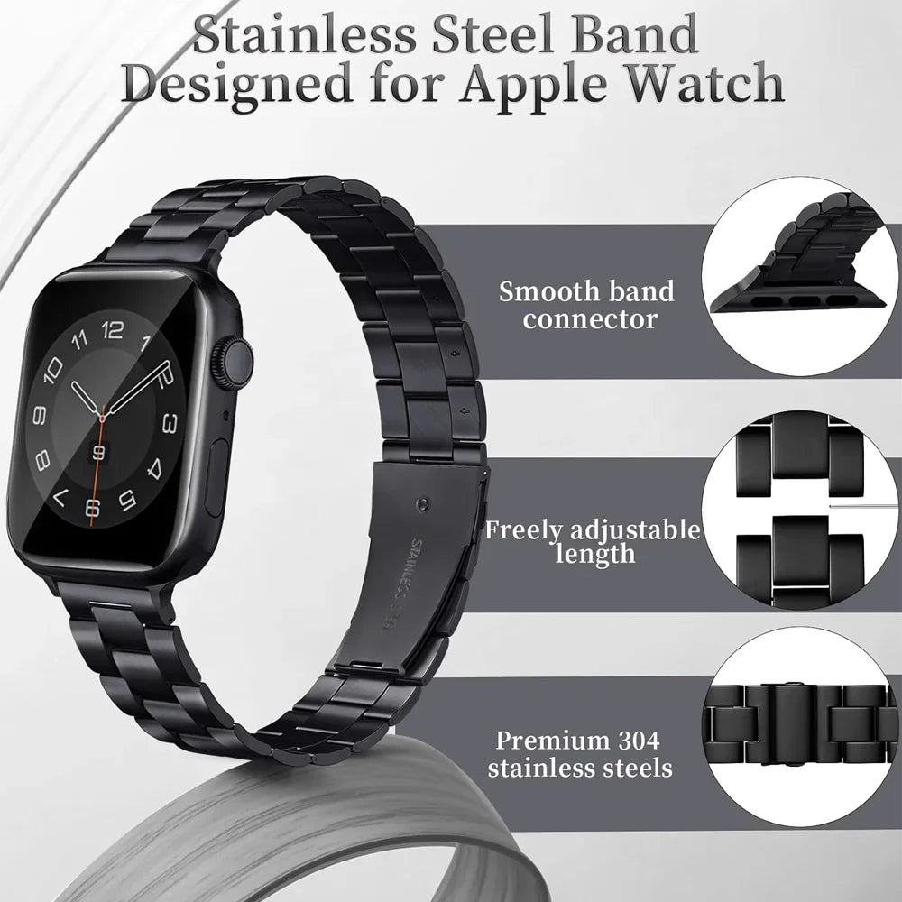 Stainless steel band for apple watch strap series 10 46mm 44mm 45mm 40mm 42-38-41mm Slim Metal bracelet 49mm iwatch 8 7 6 SE 5 9