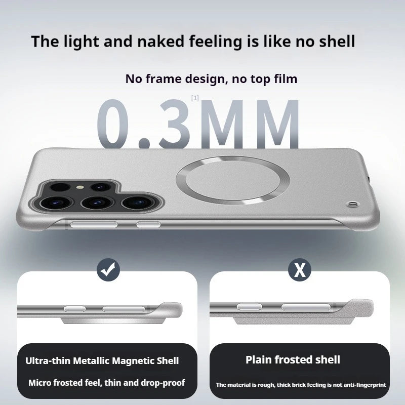Thin Frameless Ultra Thin Magnetic Phone Case for Samsung Galaxy S25 Ultra S25 S24 S23 S22 Plus PC Hard Protective Cooling Cover