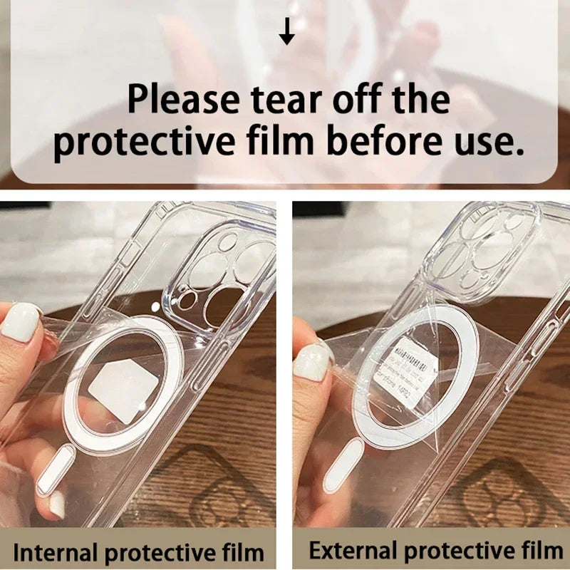 For Magsafe Magnetic Case For iPhone 16 15 11 13 12 14 Pro Max XR X XS Plus Magnetic Wireless Charging Phone Cases Clear Cover