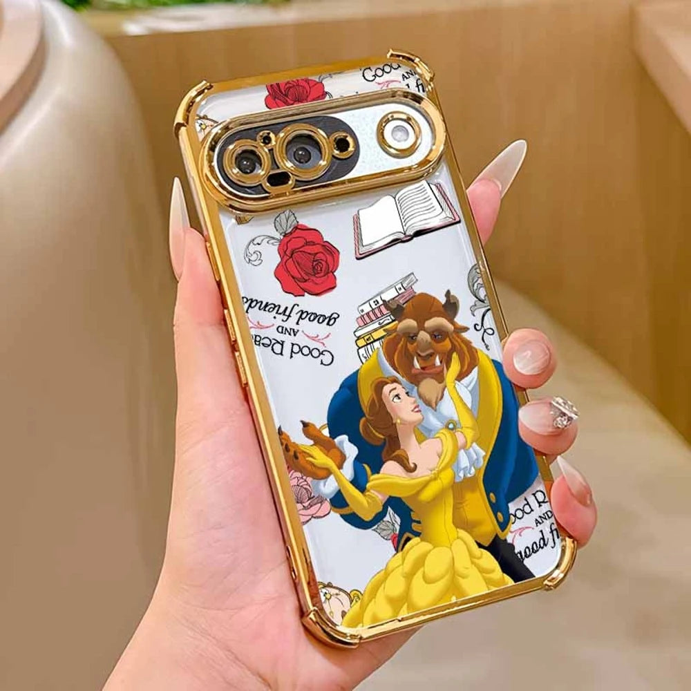 Beauty and the Beast Phone Case For Google Pixel 10A 9A 9 8A 8 7A 7 Pro XL Plating Drop-proof Transparent Soft Cover