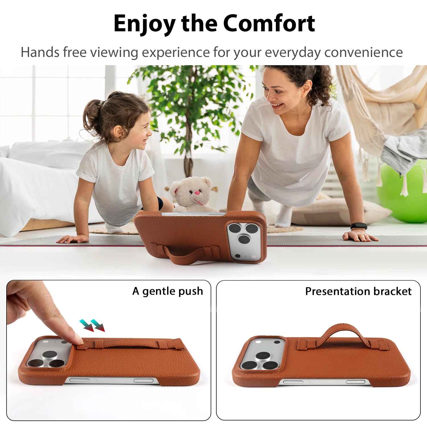 Genuine Leather Case With Wrist Strap Kickstand For iPhone 17 Pro Max 17e 16e 16 15 14 13 12 Mini 11 Back Cover Case Coque Funda