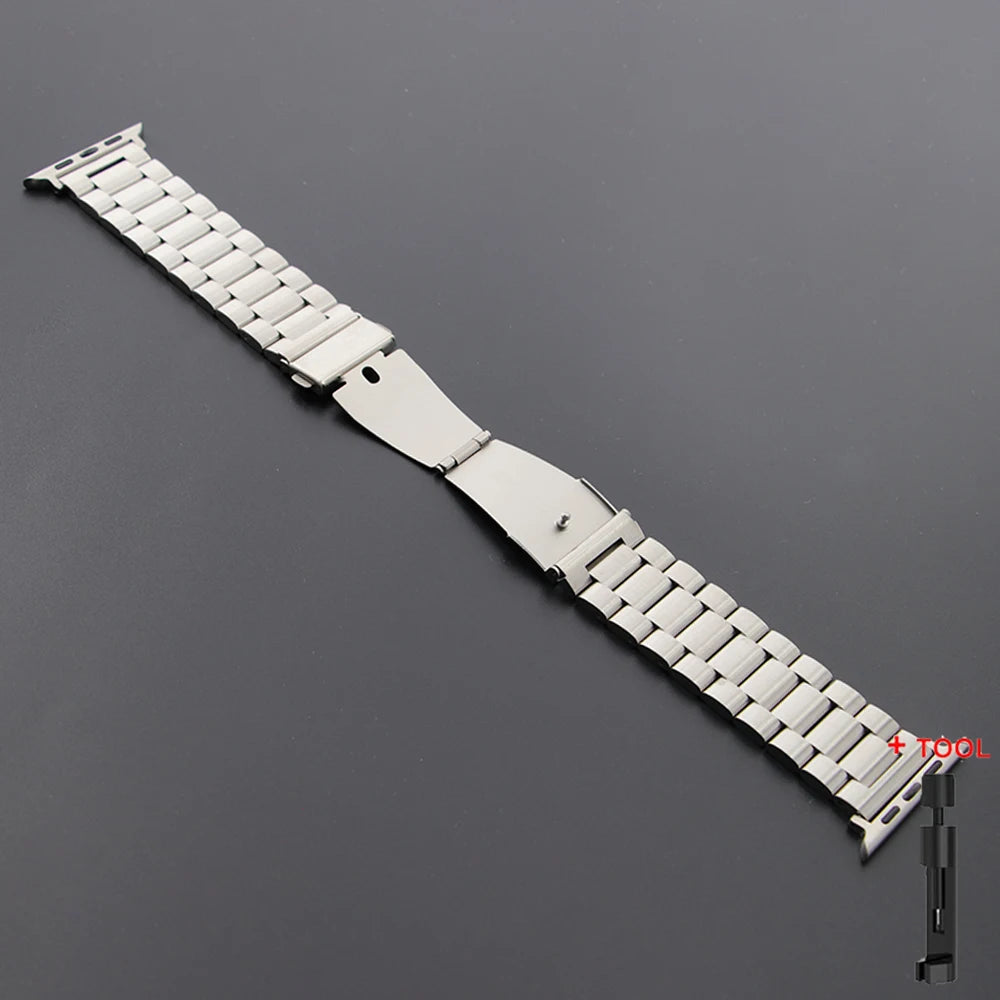 Stainless Steel Band for Apple Watch Ultra 4 3 2 49mm Series 12 11 10 46mm 45mm 44mm 42mm Metal Strap for IWatch 9 8 7 6 SE3 5 4