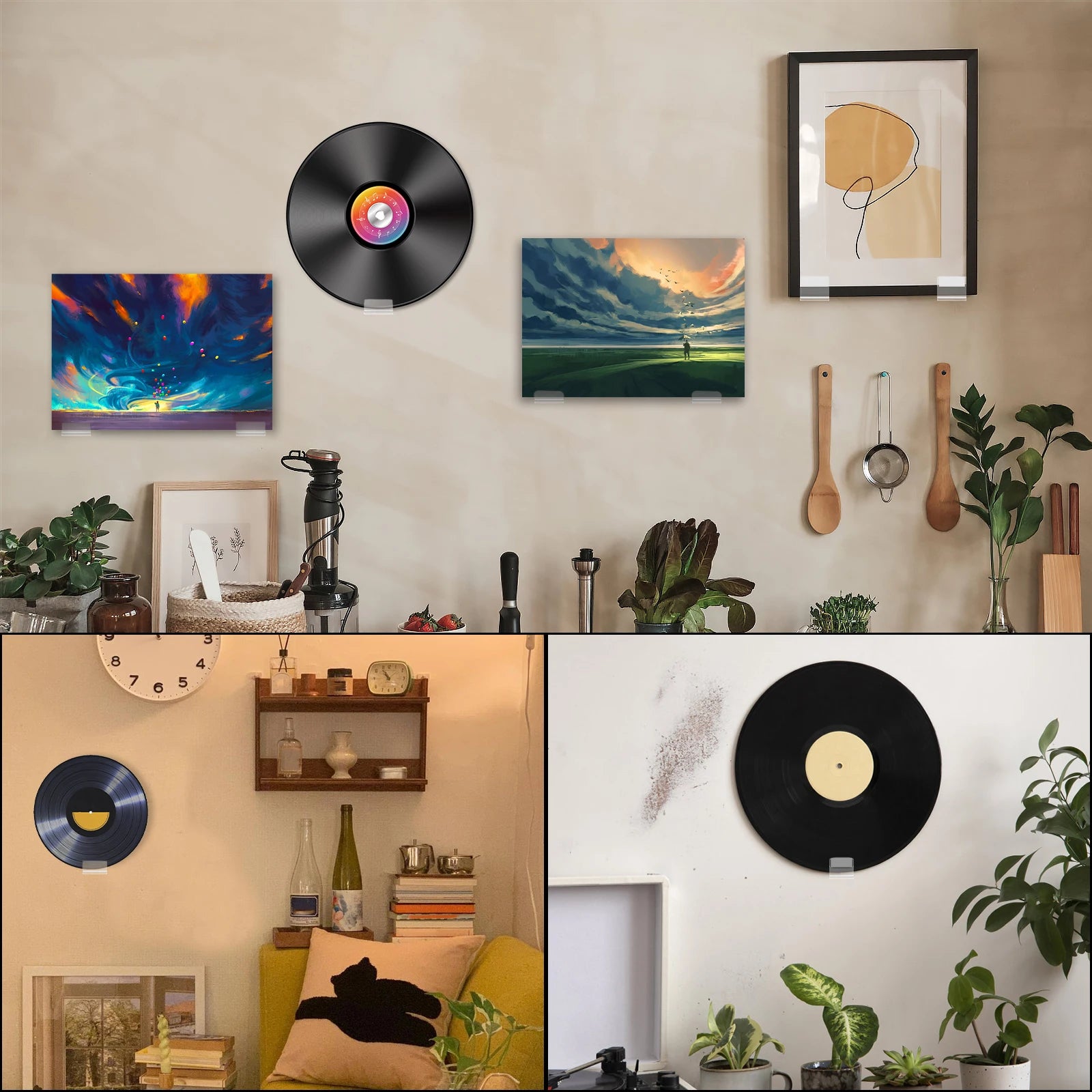 18Pcs Records Holder Acrylic Wall Mount Self Adhesive Album Disc Show Rack Clear Vinyl Display No Drill Storage Floating Shelf