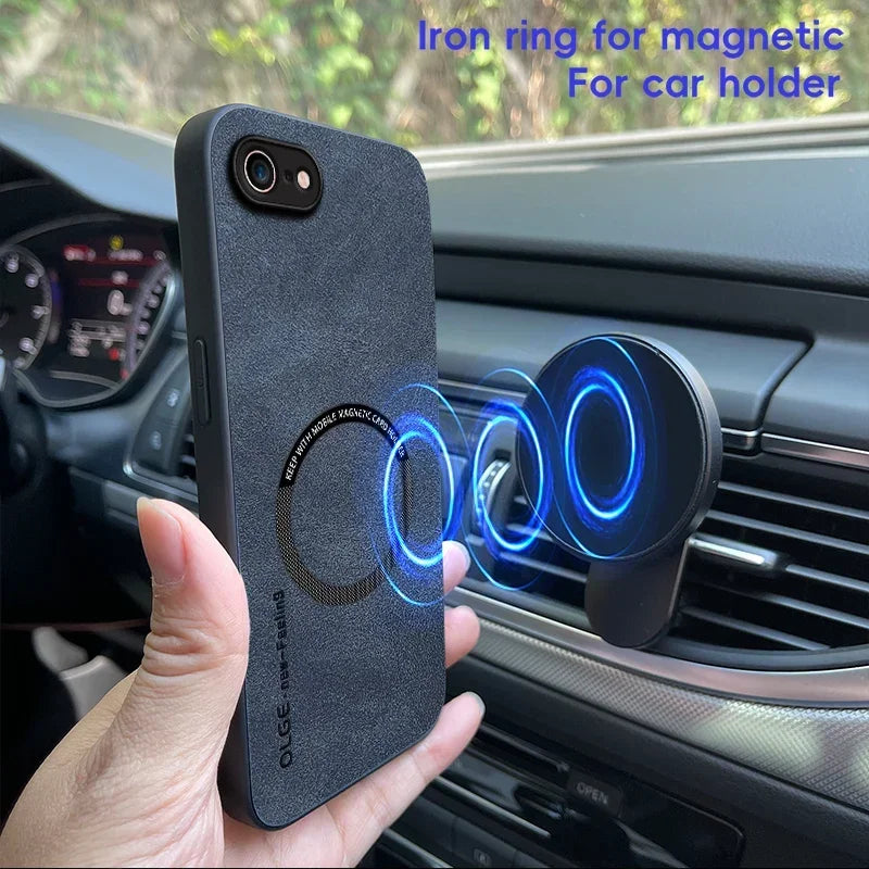 Magnetic Retro Leather Case For iPhone 16E 7 8 Plus SE 2020 2022 iPhone8 Plus Wireless Charging Phone Case Cover