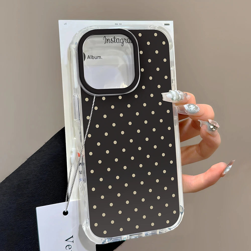 luxury Ins Brown Red Polka Dots Phone Case For iPhone 17 16 16e 15 14 13 12 11 Mini Pro Max X XR XSMax 7 8 Air Plus Back Cover