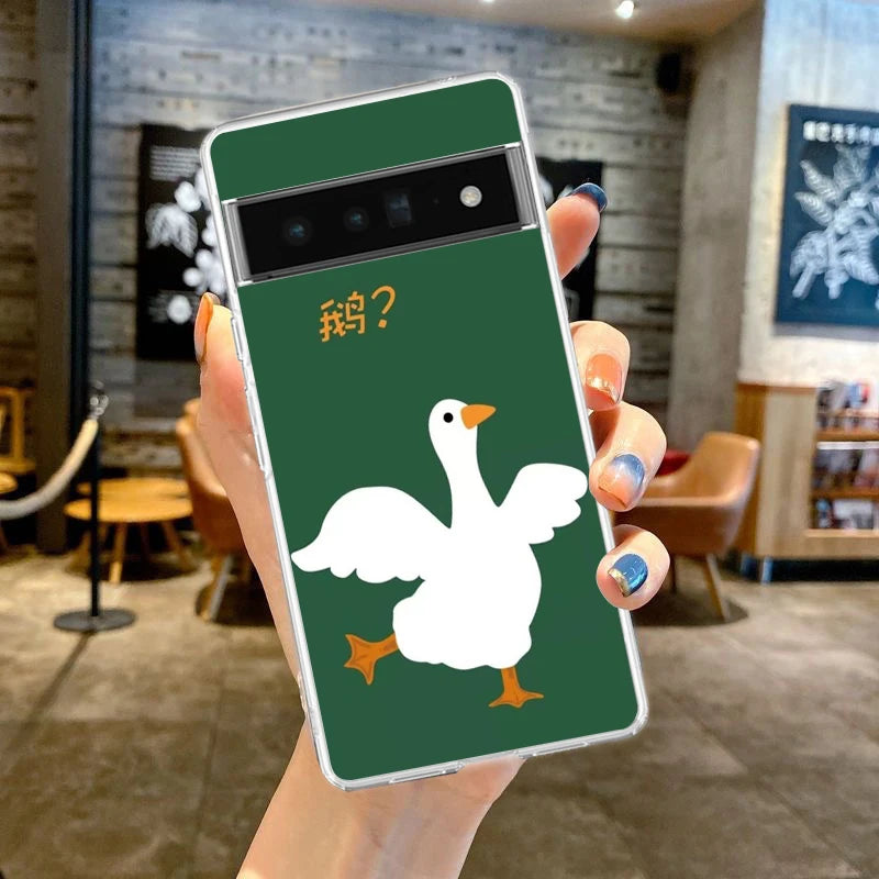 Phone Case Cover for Google Pixel 10 9 8 7 6 5 4 4XL Soft TPU 7A 6A 5A 4A 3A Pro XL 5G Transparent Shell Cute Goose Duck Game