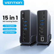 Vention USB C MST Docking Station 15 in 1 4K@60Hz HDMI DP Triple Monitor USB 3.2 HUB PD 100W Adapter for MacBook Win HP Laptop