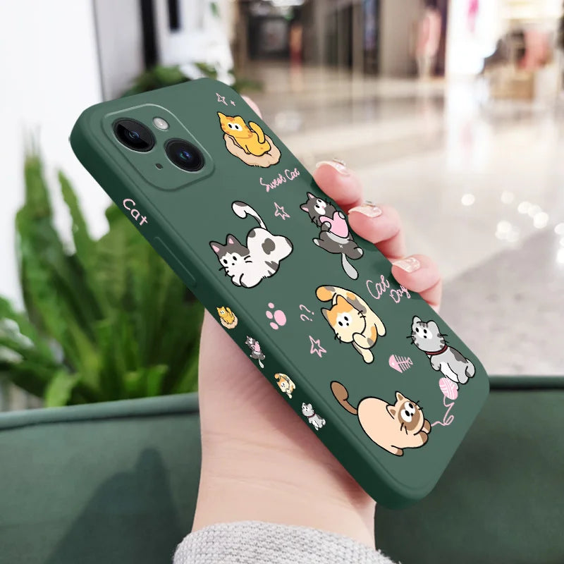 Cat String Ball Phone Case For iPhone 17 17 Air 16 16e 15 14 13 12 11 X XR XS Plus Pro Max Mini Silicone Cover