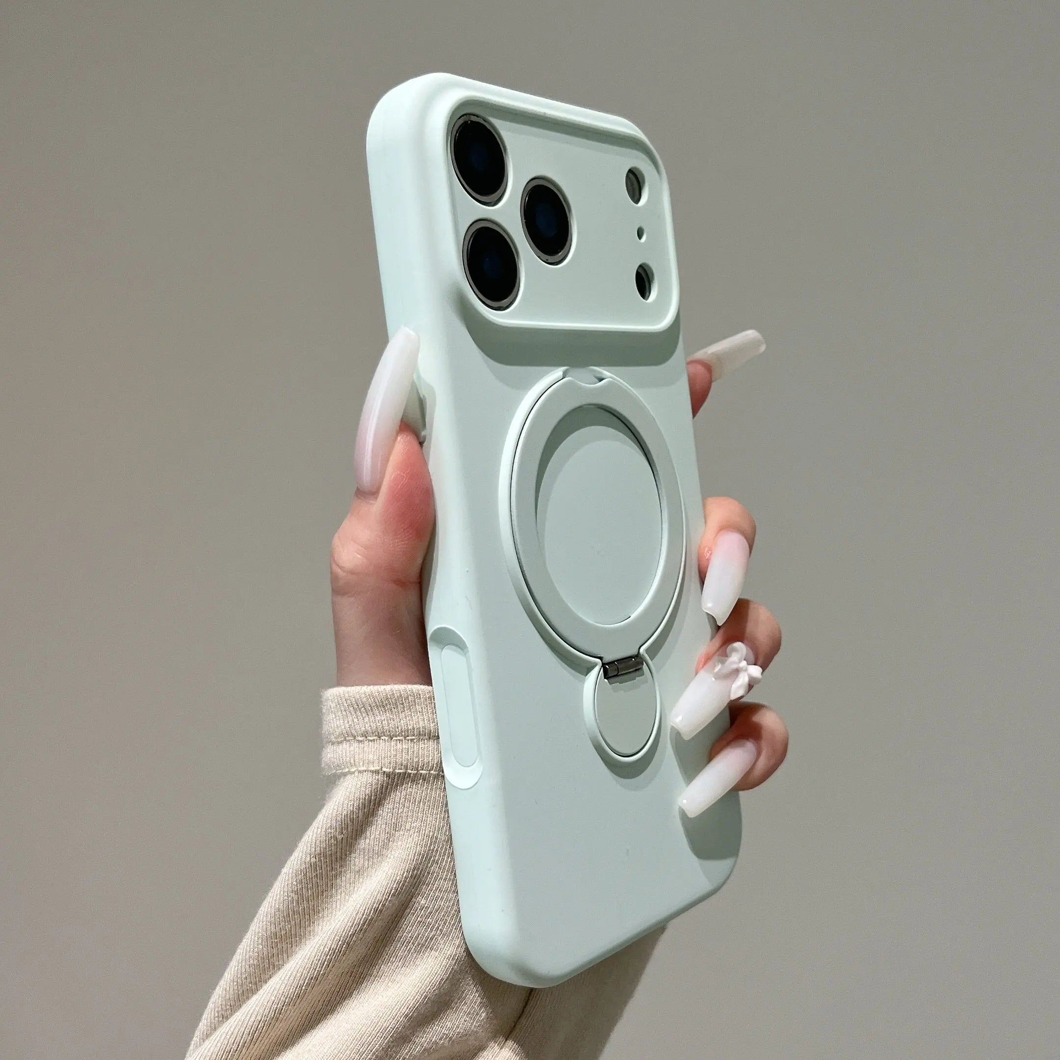 360° Rotate Fold Magnetic Ring Holder Stand Phone Case For iPhone 17 Pro Max Air 15 13 14 16 Magsafe Soft Liquid Silicone Cover