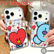 NEW Cartoon  B-BTS Magnetic Phone Case for iPhone 17 16 15 14 13 12 11 8 7 Air Plus Pro Max X XR XSMax Soft Clear Tpu Cover