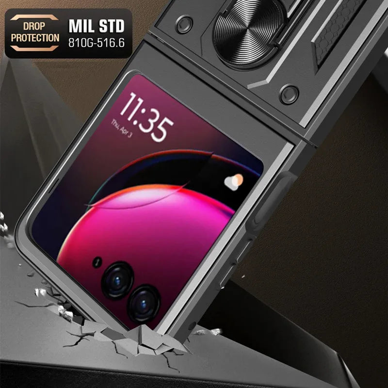 Armor Shockproof Case For Motorola Razr 60 50 40 Ultra Moto Razr+ Plus 2025 2024 2023 Cover With Ring Stand Holder Coque Fundas