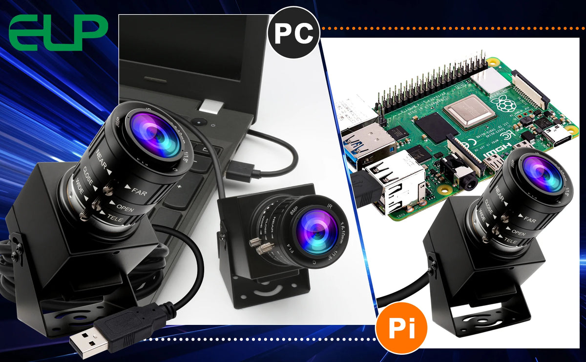 ELP 48MP USB Camera IMX586 8K CMOS UVC Mini USB Webcam Industrial Video Camera with 3.6-10mm Varifocal Zoom Lens