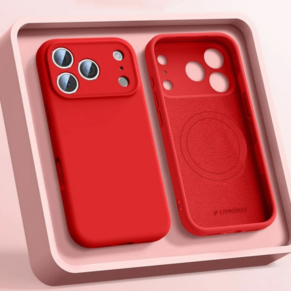 Magnetic Original Liquid Silicone Phone Case For iPhone 17 16 15 14 13 Pro Max 17Pro Air For Magsafe Wireless Cases Soft Cover
