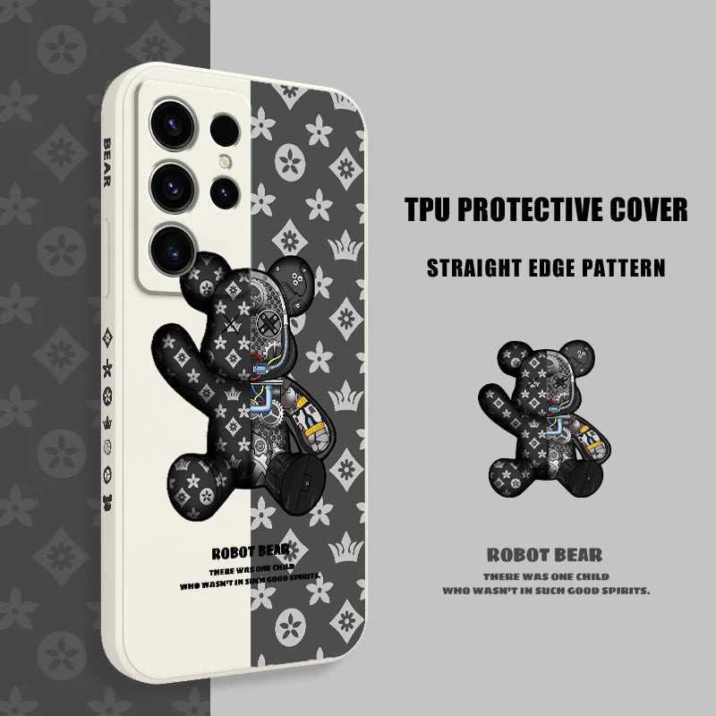 Printed Cute Bear Phone Case For Samsung Galaxy S25 S24 S23 S22 S21 S20 S10 S10E Ultra Plus FE Note 20 Ultra Plus Cover