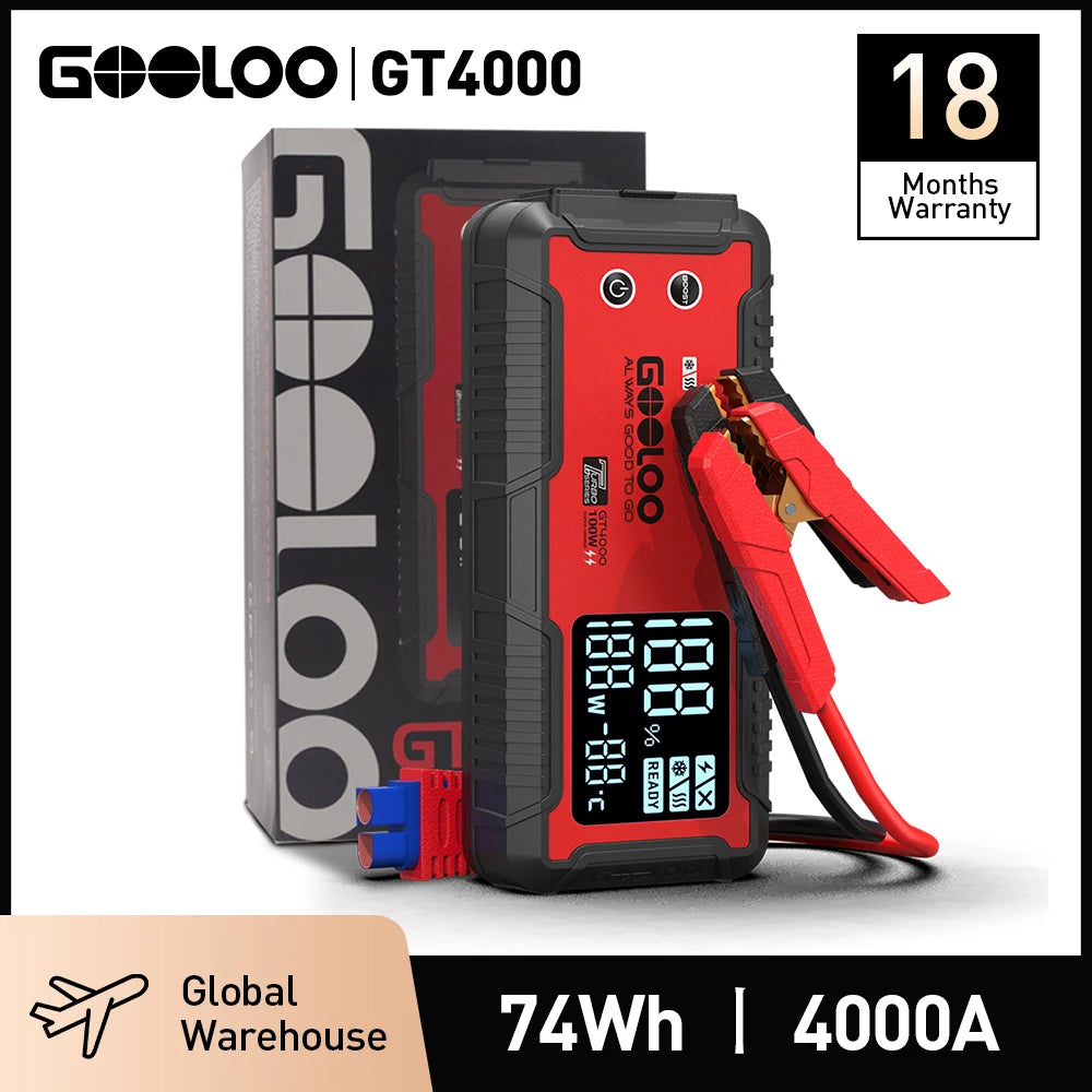 GOOLOO 12V Car Jump Starter 4000A Car Battery Starter 20000mAh Portable Power Bank Booster Auto Starting Device Emergency Start