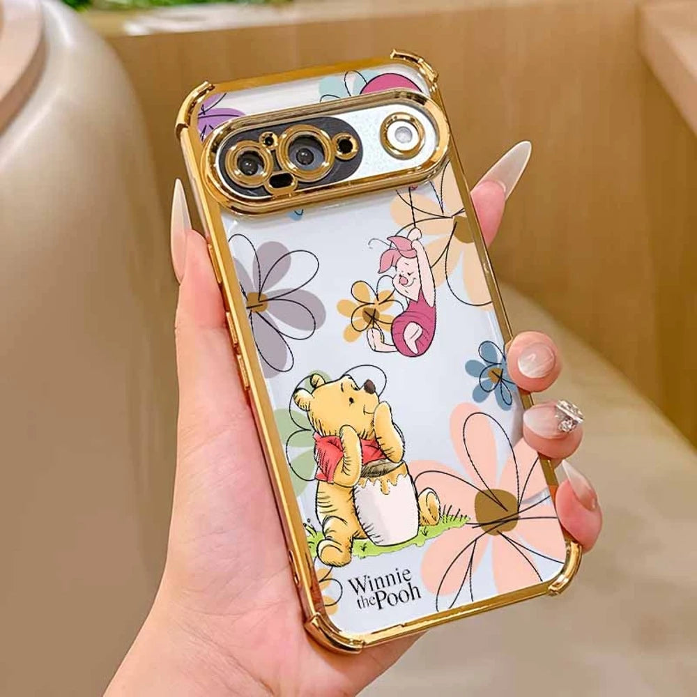 Winnie the Pooh Anime Phone Case For Google Pixel 10A 9A 9 8A 8 7A 7 Pro XL Plating Drop-proof Transparent Soft Cover