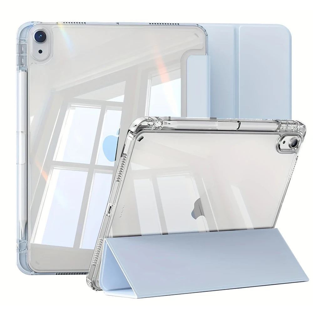 Case For iPad 5 6 7 8 9 10 11 Air 11 13 inch /Mini 6th 7th Gen / Pro 11 12.9 (3rd/4th/5th/6th Gen) Crystal Clear with Pen Holder