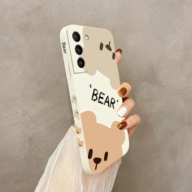 Bear Detective Silicone Phone Case For Samsung Galaxy S23 S22 S21 S10 S9 S8 Plus Note 20 ultra 10 Plus Cover