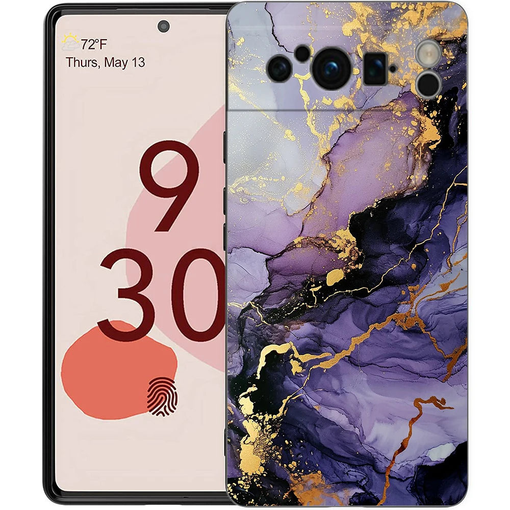 Marble Stone Phone Case For Google Pixel 10A 10 9 8 7 6 Pro XL 9A 8A 6A 7A 5G Soft Shockproof TPU Black Cover