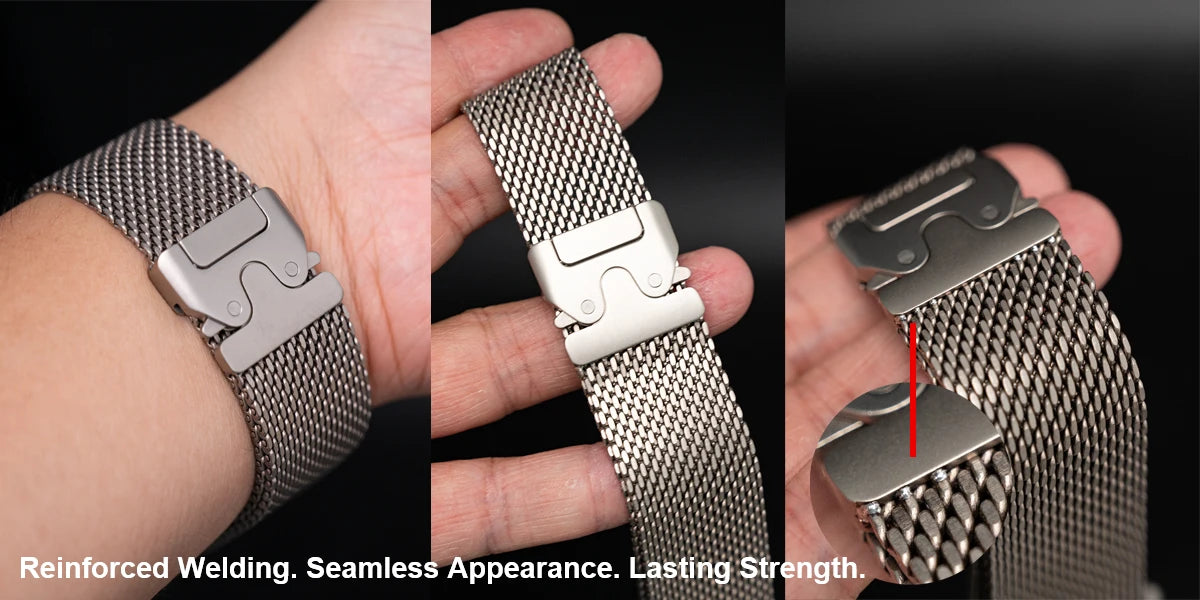 Titanium Band for Apple Watch Ultra 4/3/2 49mm iWatch Series 12 11 10 9 8 Natural Titanium Milanese Loop Strap Parachute Buckle