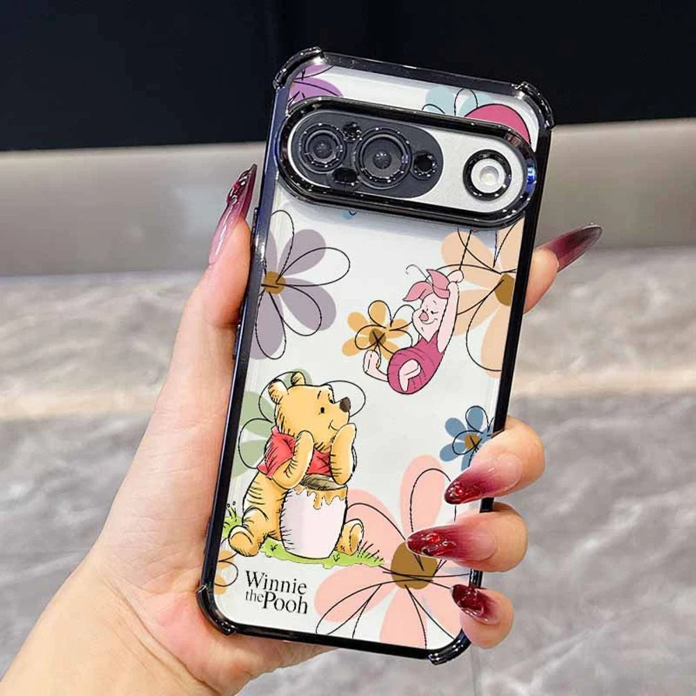 Winnie the Pooh Anime Phone Case For Google Pixel 10A 9A 9 8A 8 7A 7 Pro XL Plating Drop-proof Transparent Soft Cover