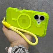 Luxury Armour Matte For Magsafe Phone Case For iPhone 17 11 14 12 13 15 16Pro Max Colourful Wrist Strap Lanyard Shockproof Cover