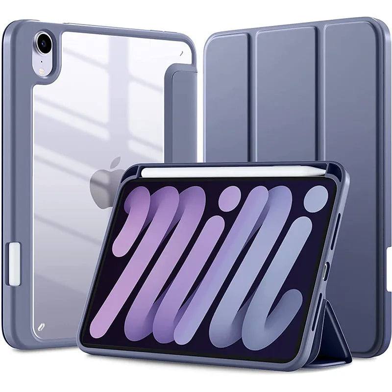 Solid Color Tablet Case for IPad (A16) 11inch 2025 10th 10.9Inch Clear Back TPU Shockproof Protector Cover with Pencil Holder