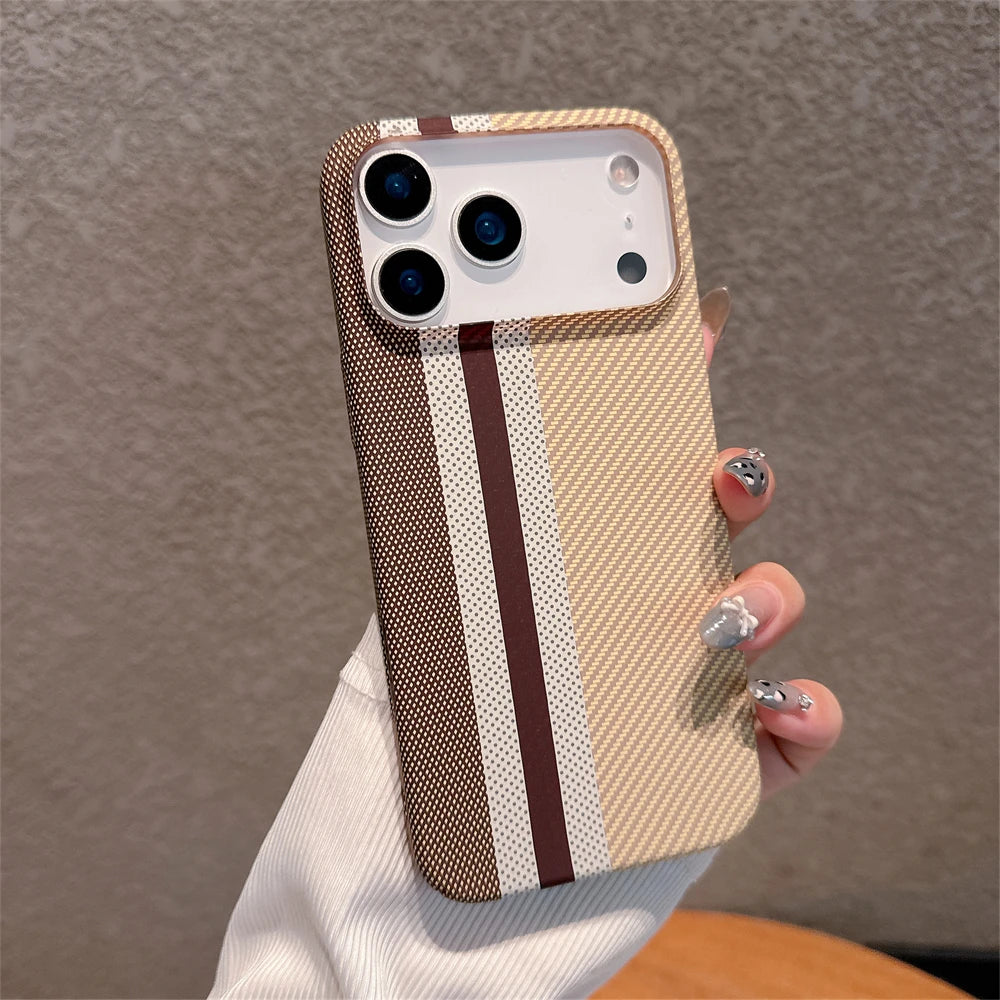 Ultra Slim Carbon Fibre Hard PC Case for iPhone Air 17 Pro Max 16 15 14 Plus 13 12 Pro 11 Color-blocking Full Frame Bumper Cover