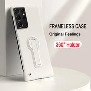 Luxury Frameless Hard PC Phone Case For Samsung S24 S23 S22 S21 S20 S25 Edge FE S10 Note 20 Ultra 10 Plus Stand Back Cover
