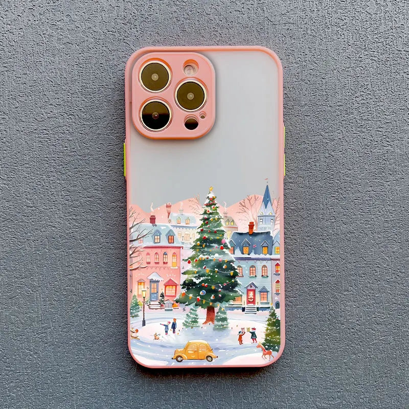 Ins Cartoon Christmas Style Phone Case For iPhone 17 16 Pro Max 15 14 13 12 11 Pro Max XR XS X 16 Plus Streetscape Phone Covers