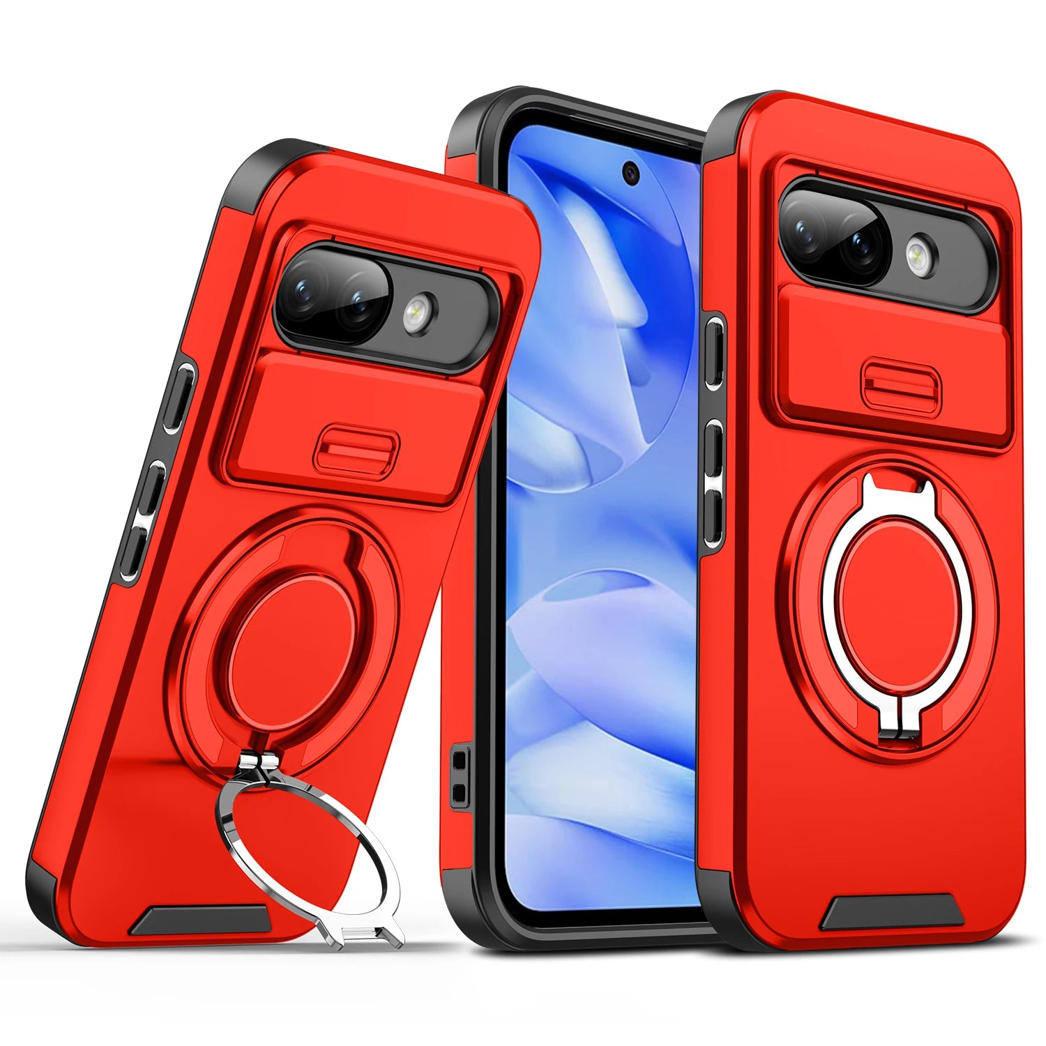 For Google Pixel 9a Case Google Pixel 9 Pro XL Cover Pixel 9 9Pro Magnetic Ring Armor Slide Camera Magsafe Wireless Charge Cover