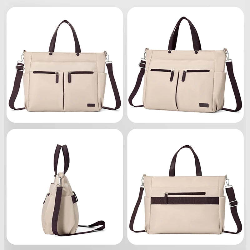 [ Laptop Bag ] Nylon casual ladies' laptop bag, daily commuting briefcase, lightweight double main pocket single-shoulder bag