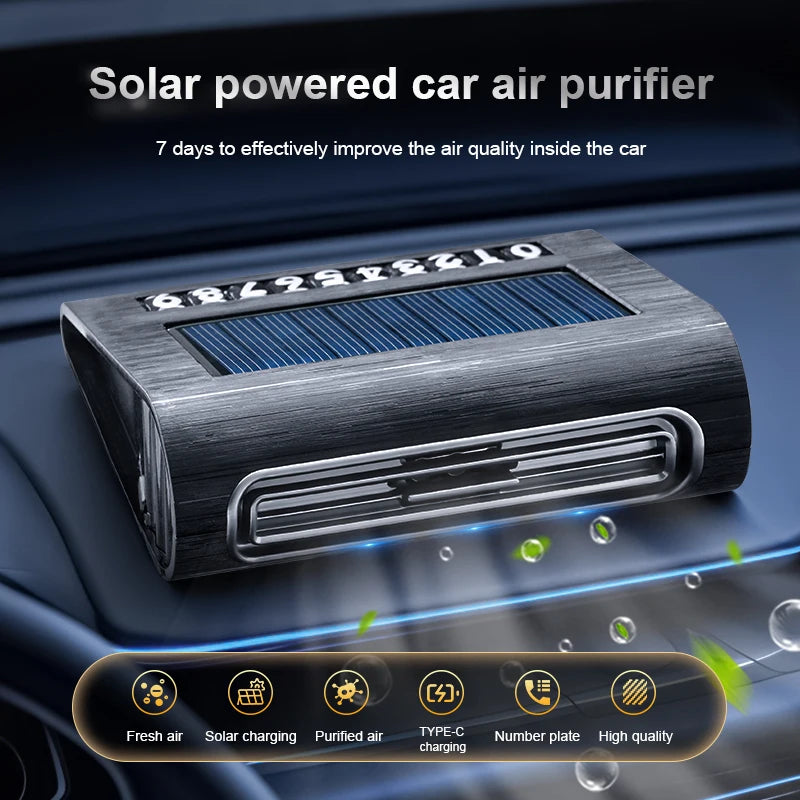 1pc Solar Air Purifier, Built-in Sensor, Used in the Car, Purifies Air, Clean Air, Fresh Air, Purification Generator, Intelligen
