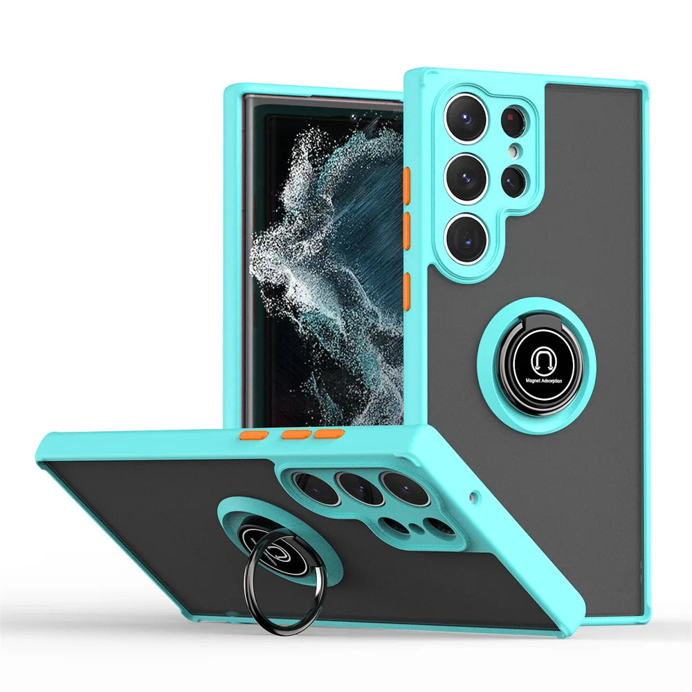Shockproof Armor Matte Case For Samsung Galaxy S24 S23 S22 S21 S20 Ultra FE Note 20 Ultra 5G A32 A52 A72 S10 Plus Magnetic Holde
