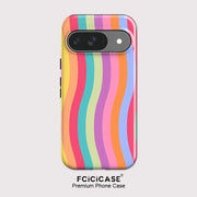Fcicicase Colorful Lines Print Phone Case For Google Pixel 7A 8A 10A 8 9 10 Pro 10 9 Pro XL 2 in 1 Dual Layer Matte Bumper