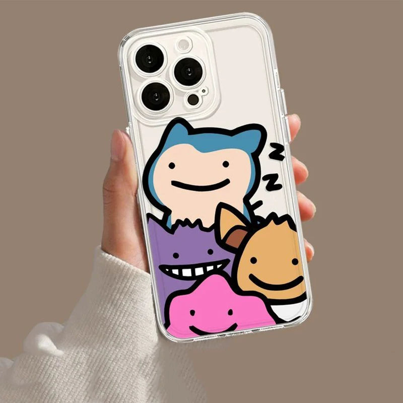 Fashion Kawaii Graffiti P-Pokemon Phone Case For iPhone 17 16 15 14 13 12 11 Pro Max XR XS MAX 78PLUS MINI Y2K Transparent Cov