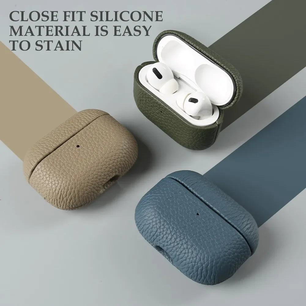 Genuine Leather Case For Airpods Pro 2 Cases Airpods 2 3 Bag Luxury Handmade Wireless Bluetooth Earphone Box Protective shell