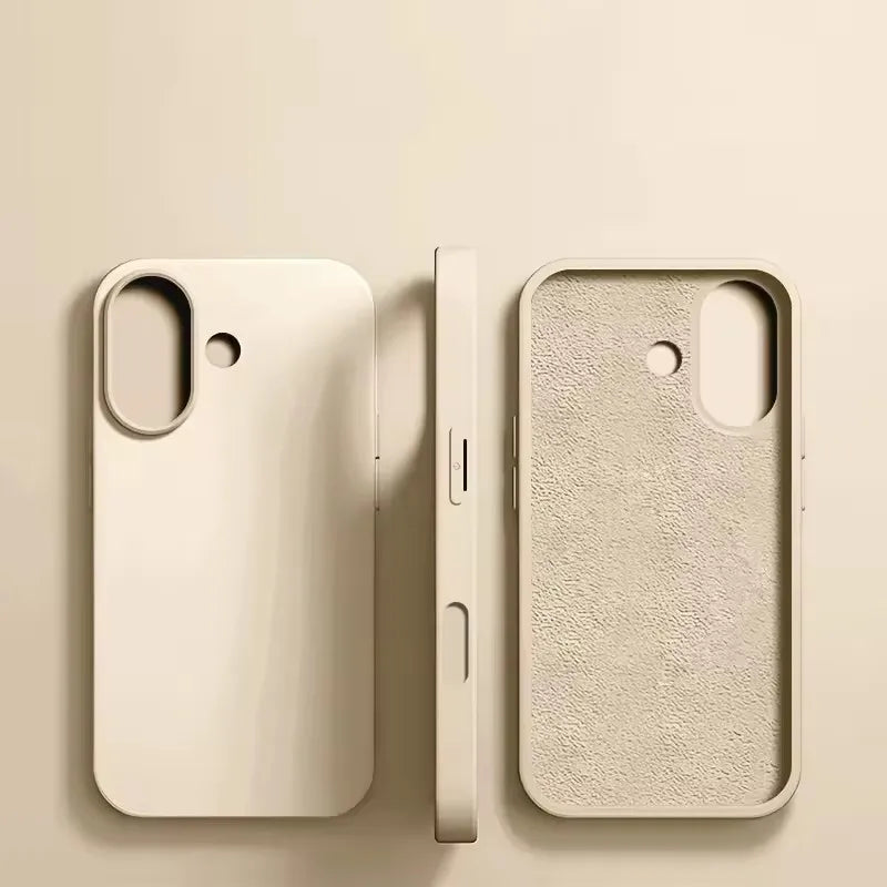 For iPhone 16 15 14 13 12 11 Pro Max Plus Luxury Liquid Silicone Phone Case NEW Matte Shockproof Cover Soft TPU Protective Shell