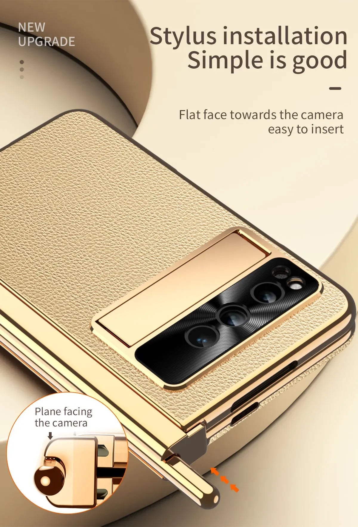 Phone case For Google Pixel Fold Plain Leather Plating Bracket Double Hinge with Pen Shell Film All-inclusive Protective Case