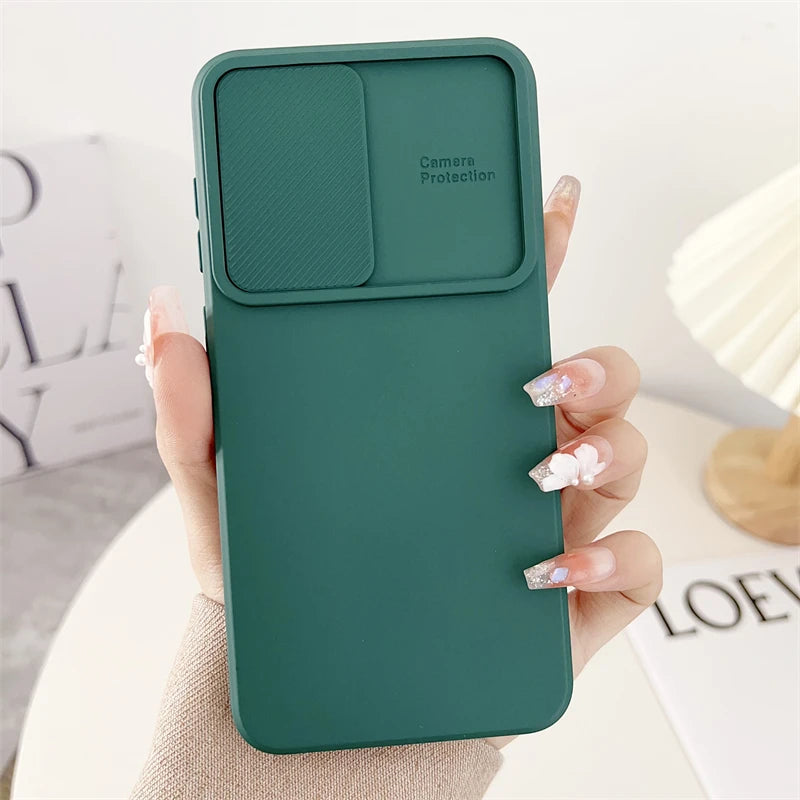 Slide Camera Lens Protection Case For Samsung S21 S22 S23 S24 FE S25 Ultra Plus A56 A55 A06 A52S A34 A16 A73 A21S A36 Soft Cover