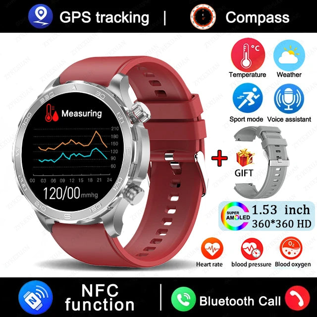 New GPS Track Smart Watch Men AMOLED HD Screen Outdoor Sports Fitness Heart Rate NFC IP68 Waterproof Bluetooth Call Smart Watch